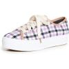 image:imageKeds Womens Triple Kick SneakerGingham Flannel CreamPurple