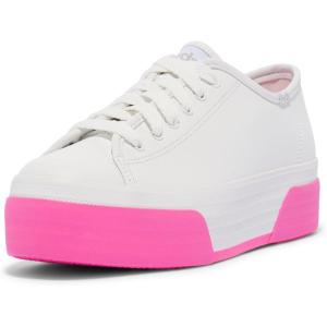 image:imageKeds Womens Triple Up Lace Up SneakerWhitePink Bumper Foxing Stripe