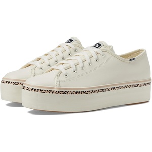 image:imageKeds Womens Triple Up Lace Up SneakerWhiteTan Leopard Stripe Foxing