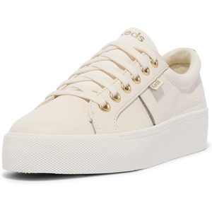 image:imageKeds Womens Jump Kick Lace Up SneakersOff White Leather Metallic